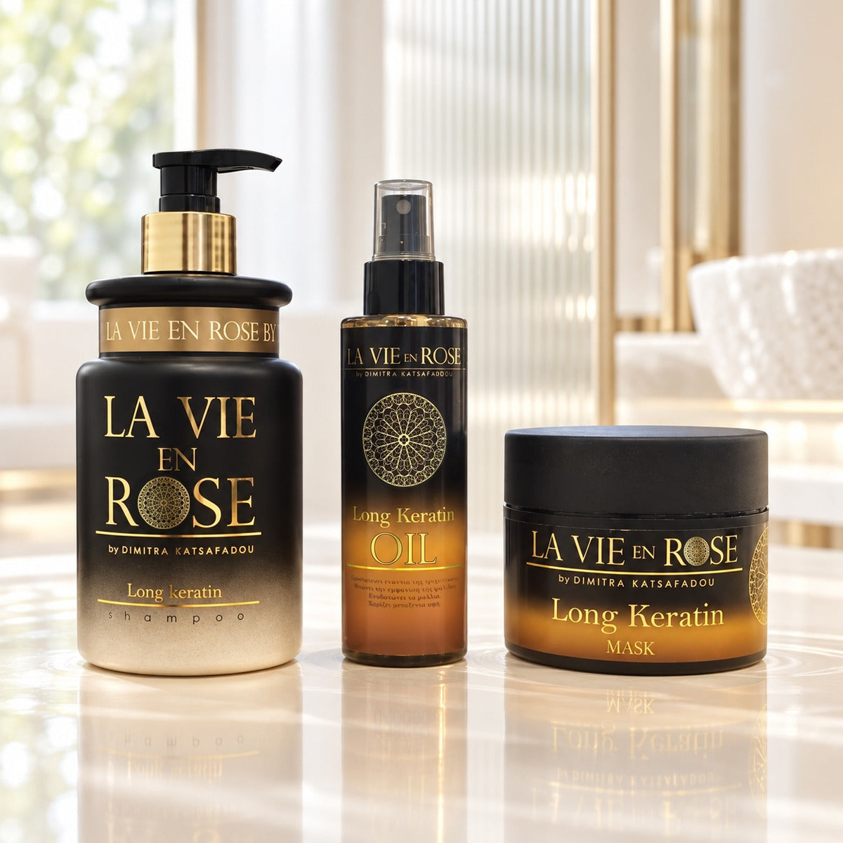 Σετ περιποίησης Μαλλιών | Long Keratin Oil 150ml - Mask 250ml - Shampoo 400ml